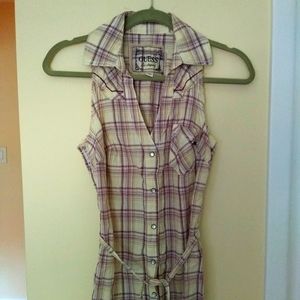 Guess Women sleeveless check Shirt, XS "New"